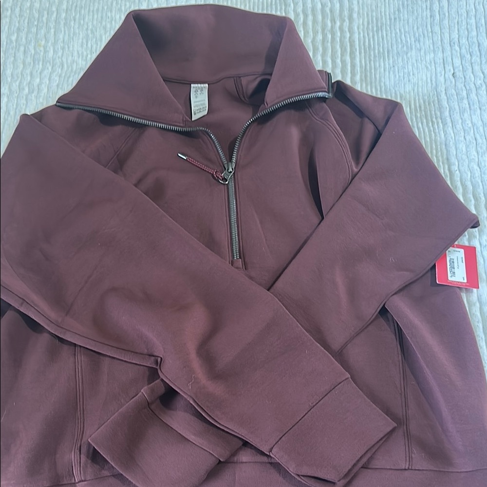 SPANX, air essentials, Burgundy Half-Zip Pullover